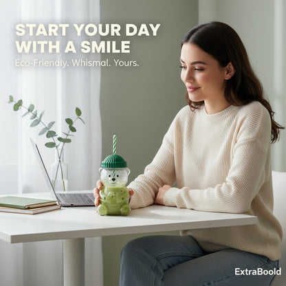 Glass Teddy Bear Cup